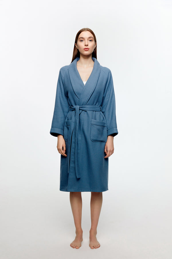 Light Blue Kimono Waffle Robe - Women's Bath SPA Robe - Lightweight Co |  Blue kimono, Waffle robe, Bath robes for women